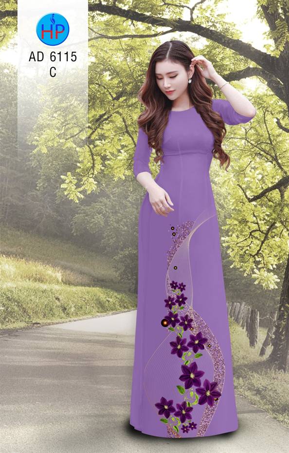 Vải Áo Dài Hoa In 3D Thiết Kế 2021 AD 6115 38 Vải Áo Dài Hoa In 3D Thiết Kế 2021 AD 6115