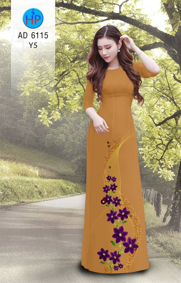 Vải Áo Dài Hoa In 3D Thiết Kế 2021 AD 6115 41 Vải Áo Dài Hoa In 3D Thiết Kế 2021 AD 6115