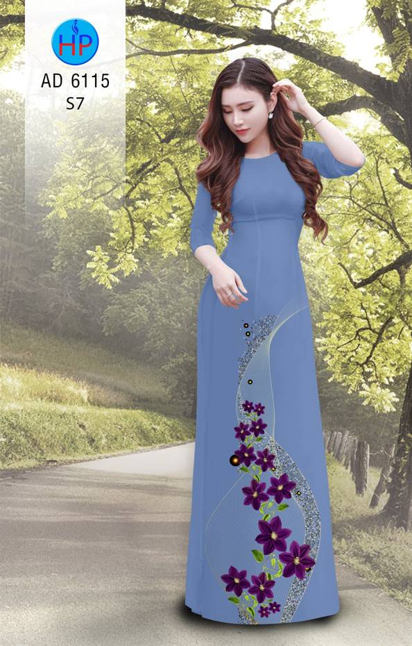 Vải Áo Dài Hoa In 3D Thiết Kế 2021 AD 6115 45 Vải Áo Dài Hoa In 3D Thiết Kế 2021 AD 6115