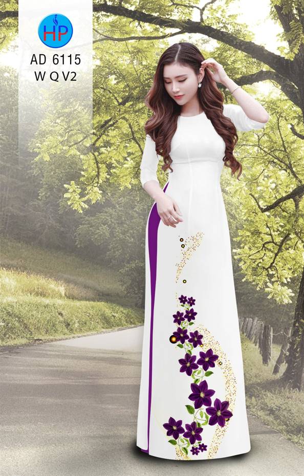 Vải Áo Dài Hoa In 3D Thiết Kế 2021 AD 6115 46 Vải Áo Dài Hoa In 3D Thiết Kế 2021 AD 6115