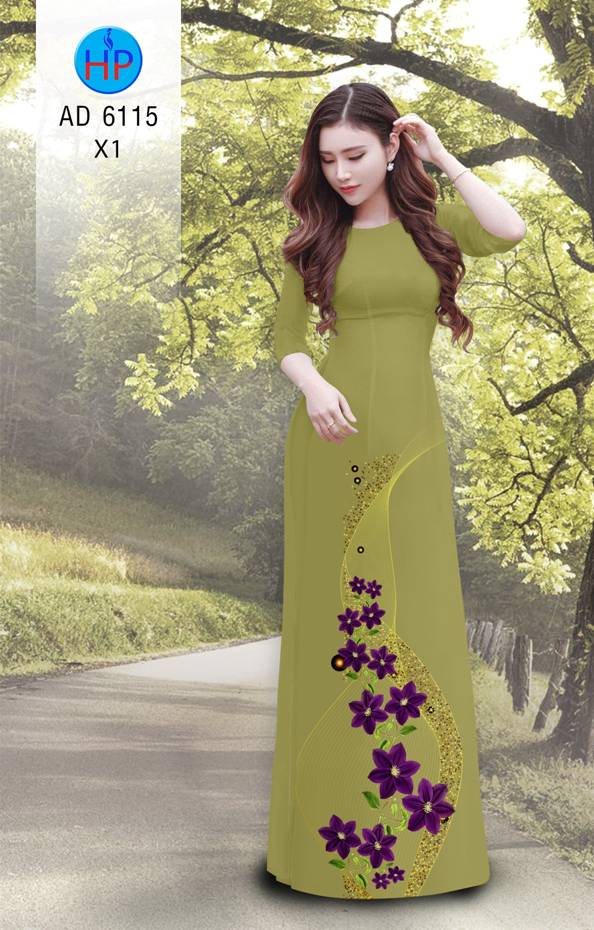 Vải Áo Dài Hoa In 3D Thiết Kế 2021 AD 6115 48 Vải Áo Dài Hoa In 3D Thiết Kế 2021 AD 6115
