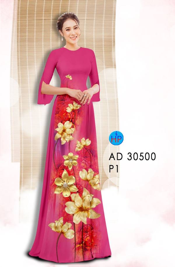 Vải Áo Dài Hoa In 3D Độc Đáo AD 30500 40 Vải Áo Dài Hoa In 3D Độc Đáo AD 30500