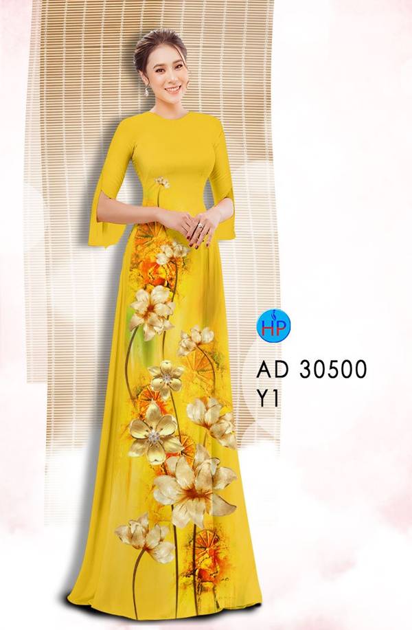 Vải Áo Dài Hoa In 3D Độc Đáo AD 30500 43 Vải Áo Dài Hoa In 3D Độc Đáo AD 30500
