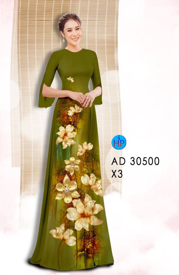 Vải Áo Dài Hoa In 3D Độc Đáo AD 30500 45 Vải Áo Dài Hoa In 3D Độc Đáo AD 30500