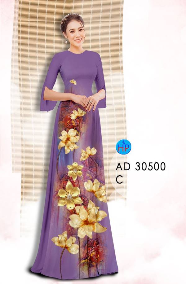 Vải Áo Dài Hoa In 3D Độc Đáo AD 30500 49 Vải Áo Dài Hoa In 3D Độc Đáo AD 30500