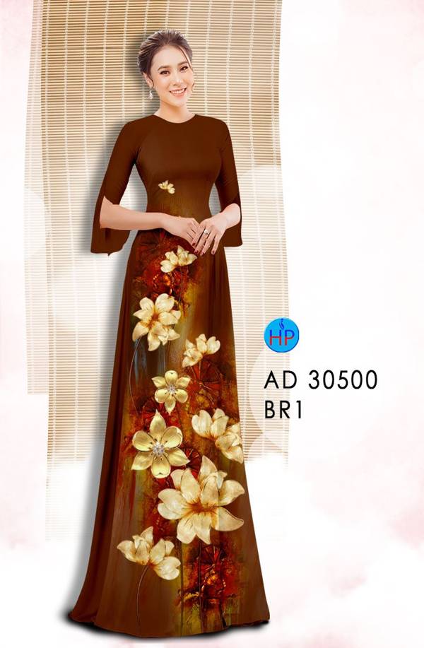 Vải Áo Dài Hoa In 3D Độc Đáo AD 30500 50 Vải Áo Dài Hoa In 3D Độc Đáo AD 30500