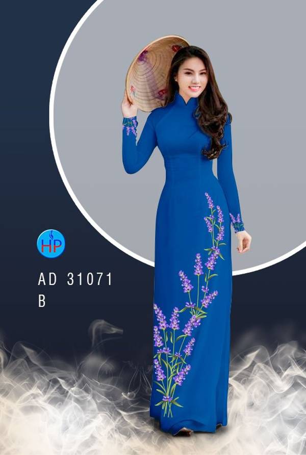 Vải Áo Dài Hoa Oải Hương Thiết Kế 2021 AD 31071