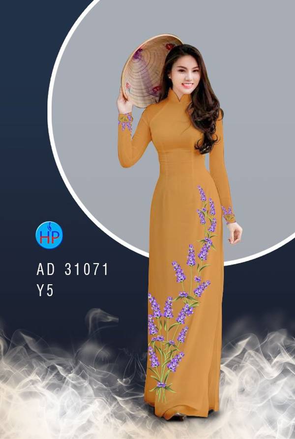 Vải Áo Dài Hoa Oải Hương Thiết Kế 2021 AD 31071