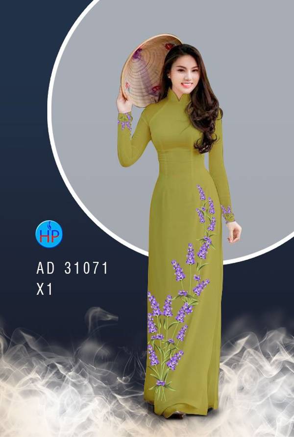 Vải Áo Dài Hoa Oải Hương Thiết Kế 2021 AD 31071