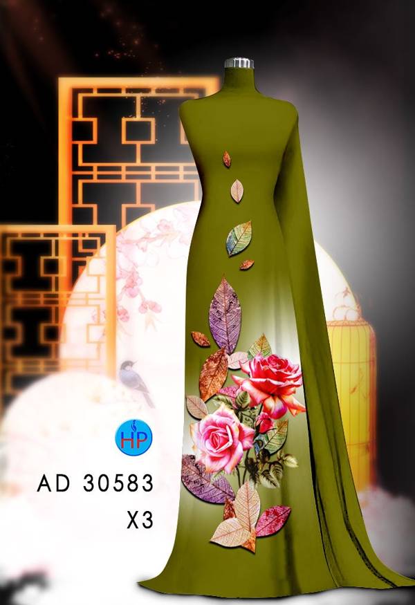 Vải Áo Dài Hoa Hồng Kiểu Mới AD 30583 40 Vải Áo Dài Hoa Hồng Kiểu Mới AD 30583