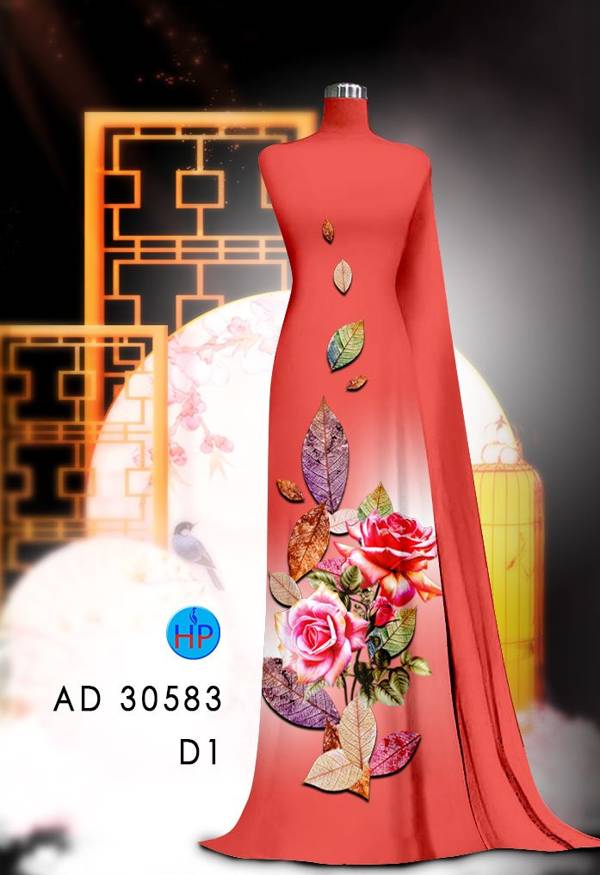 Vải Áo Dài Hoa Hồng Kiểu Mới AD 30583 50 Vải Áo Dài Hoa Hồng Kiểu Mới AD 30583