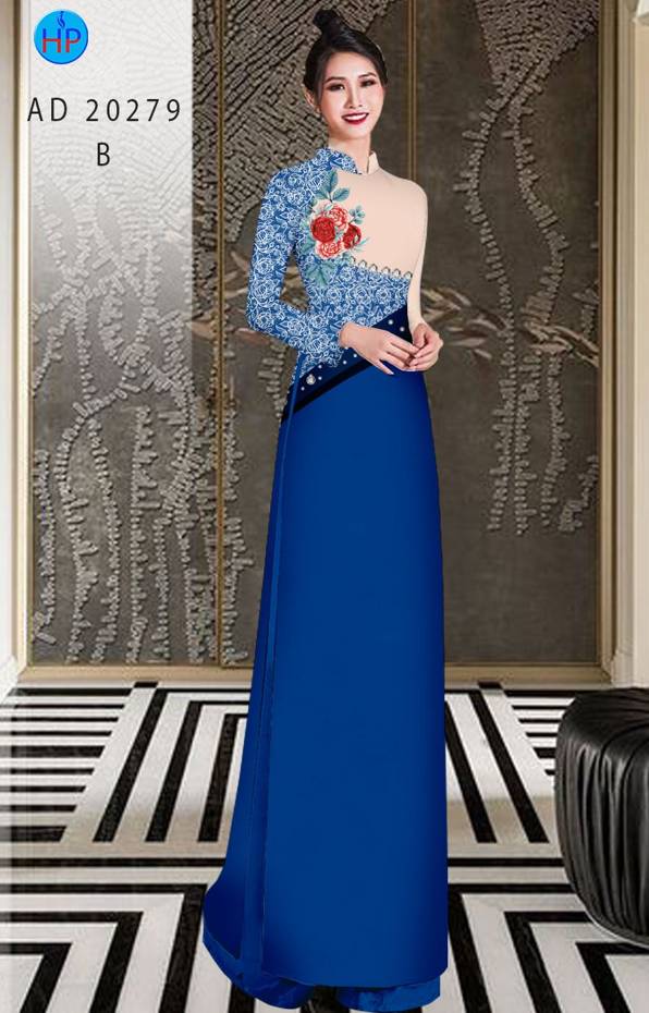 Vải Áo Dài Hoa Hồng Độc Đáo AD 20279 42 Vải Áo Dài Hoa Hồng Độc Đáo AD 20279