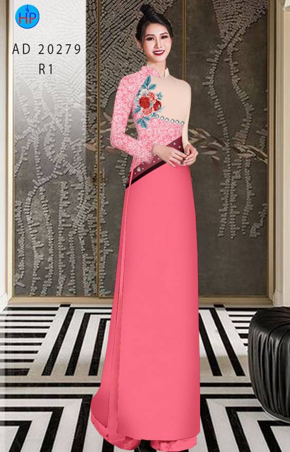 Vải Áo Dài Hoa Hồng Độc Đáo AD 20279 45 Vải Áo Dài Hoa Hồng Độc Đáo AD 20279