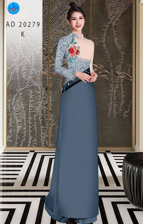 Vải Áo Dài Hoa Hồng Độc Đáo AD 20279 44 Vải Áo Dài Hoa Hồng Độc Đáo AD 20279