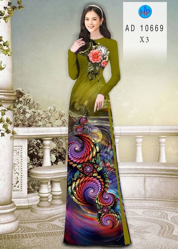 Vải Áo Dài Hoa Văn Kiểu Mới AD 10669