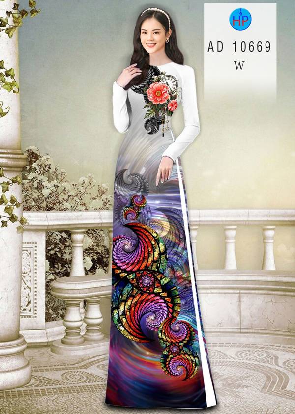 Vải Áo Dài Hoa Văn Kiểu Mới AD 10669