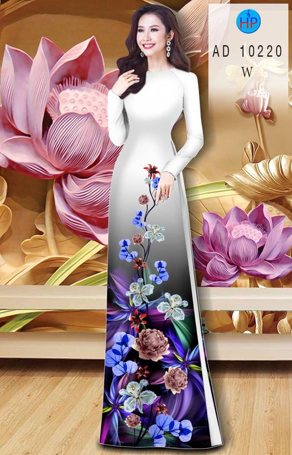 Vải Áo Dài Hoa In 3D Mới Ra AD 10220 39 Vải Áo Dài Hoa In 3D Mới Ra AD 10220