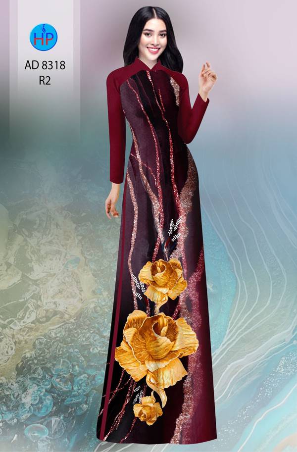 Vải Áo Dài Hoa In 3D Thiết Kế 2021 AD 8318 36 Vải Áo Dài Hoa In 3D Thiết Kế 2021 AD 8318