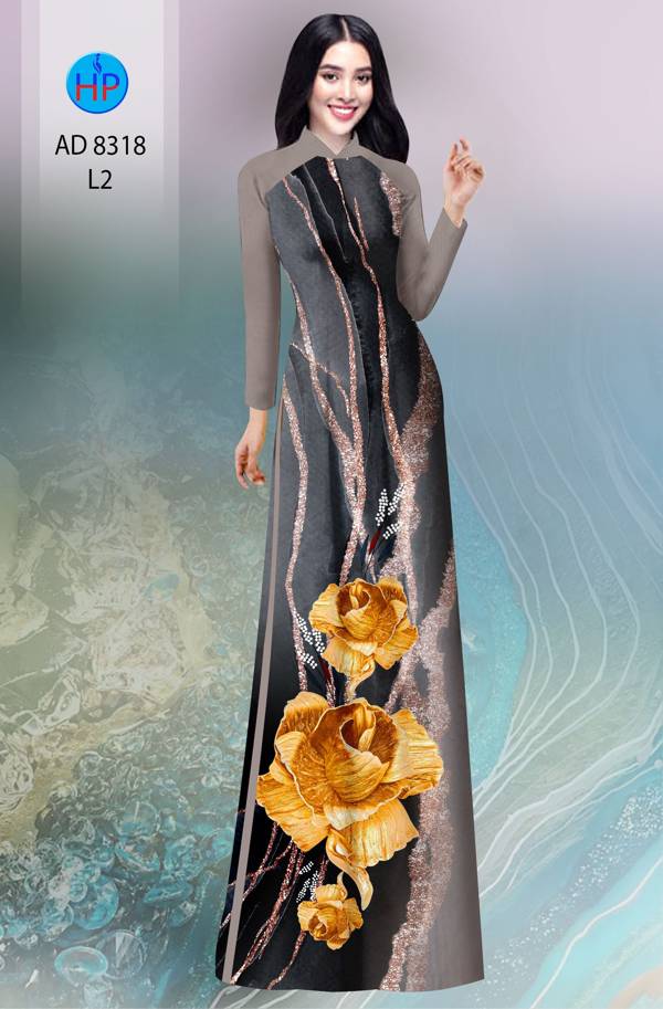 Vải Áo Dài Hoa In 3D Thiết Kế 2021 AD 8318 40 Vải Áo Dài Hoa In 3D Thiết Kế 2021 AD 8318