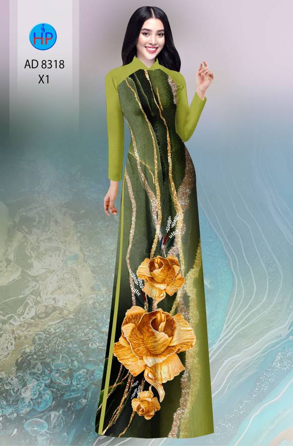 Vải Áo Dài Hoa In 3D Thiết Kế 2021 AD 8318 42 Vải Áo Dài Hoa In 3D Thiết Kế 2021 AD 8318