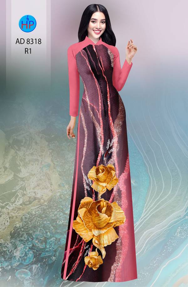 Vải Áo Dài Hoa In 3D Thiết Kế 2021 AD 8318 44 Vải Áo Dài Hoa In 3D Thiết Kế 2021 AD 8318