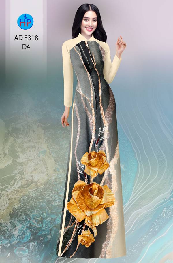 Vải Áo Dài Hoa In 3D Thiết Kế 2021 AD 8318 47 Vải Áo Dài Hoa In 3D Thiết Kế 2021 AD 8318