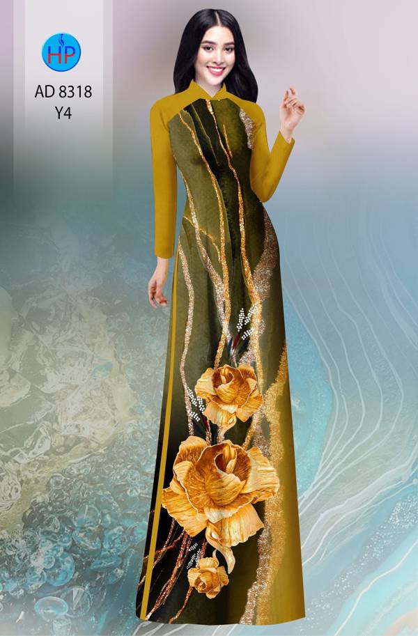 Vải Áo Dài Hoa In 3D Thiết Kế 2021 AD 8318 48 Vải Áo Dài Hoa In 3D Thiết Kế 2021 AD 8318
