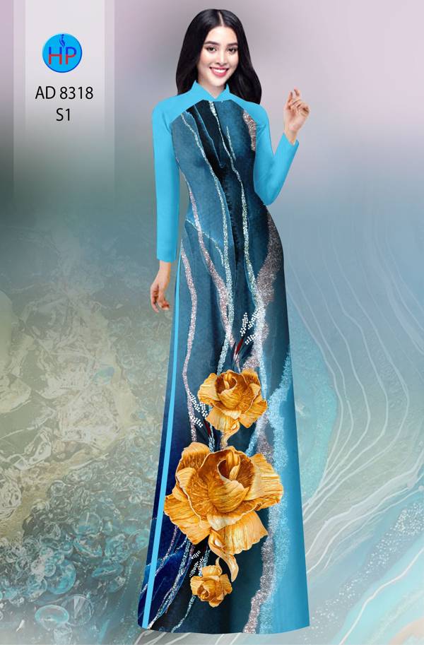 Vải Áo Dài Hoa In 3D Thiết Kế 2021 AD 8318 46 Vải Áo Dài Hoa In 3D Thiết Kế 2021 AD 8318