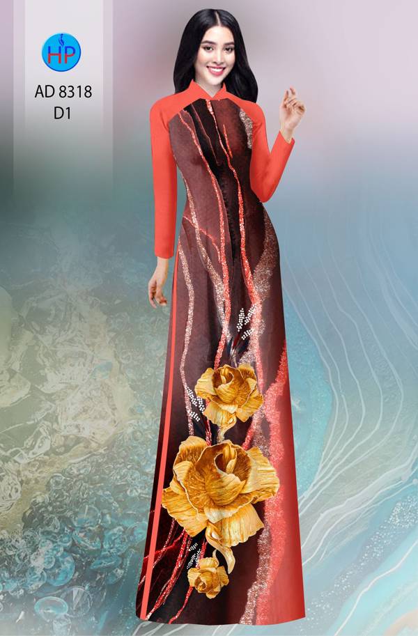 Vải Áo Dài Hoa In 3D Thiết Kế 2021 AD 8318 51 Vải Áo Dài Hoa In 3D Thiết Kế 2021 AD 8318