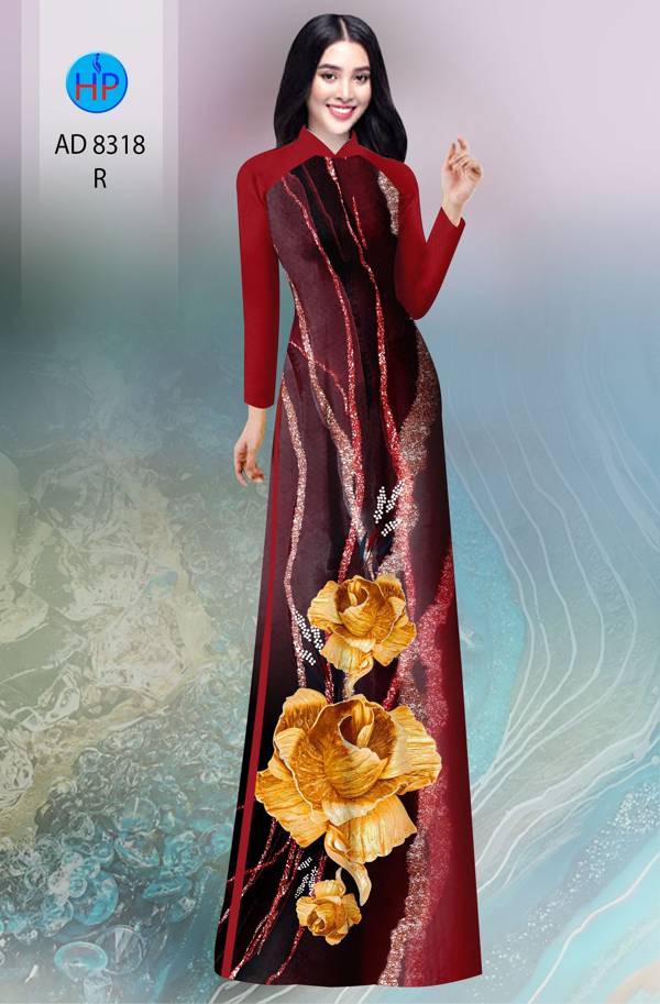 Vải Áo Dài Hoa In 3D Thiết Kế 2021 AD 8318 52 Vải Áo Dài Hoa In 3D Thiết Kế 2021 AD 8318