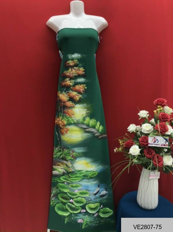 Vải Áo Dài Thái Tuấn Vẽ Phong Cảnh Kiểu Mới AD VE2807_75 - Vải áo dài Trung  Hiếu