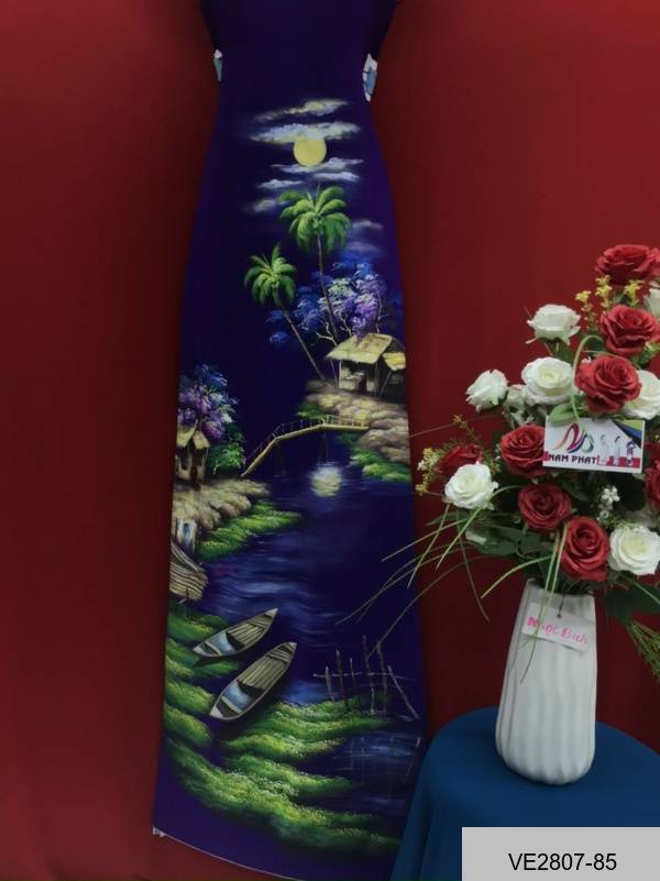 Vải Áo Dài Thái Tuấn Vẽ Phong Cảnh Vừa Ra  AD VE2807_86
