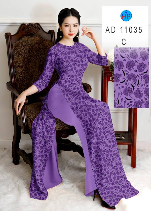 Vải Áo Dài Hoa Đều Độc Đáo AD 11035