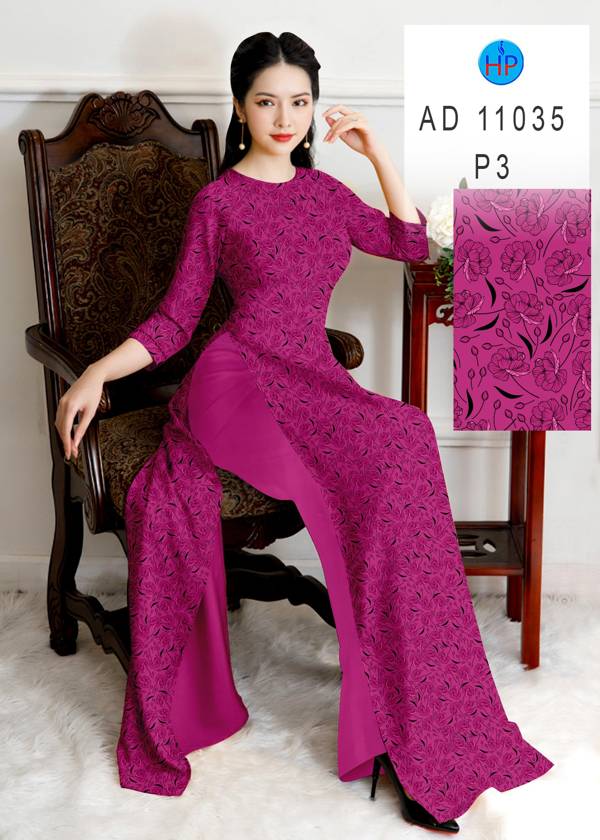 Vải Áo Dài Hoa Đều Độc Đáo AD 11035