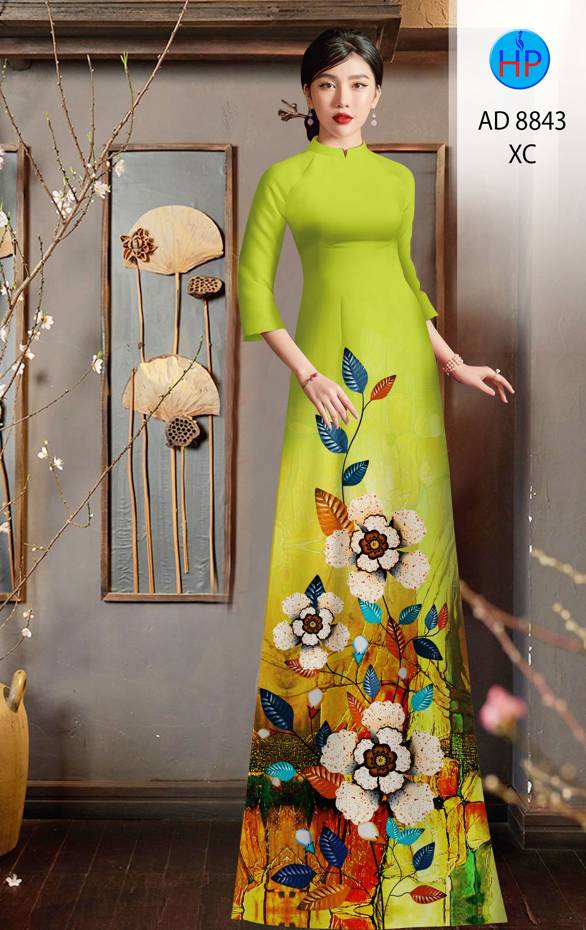 Vải Áo Dài Hoa In 3D Mới Ra AD 8843 49 Vải Áo Dài Hoa In 3D Mới Ra AD 8843