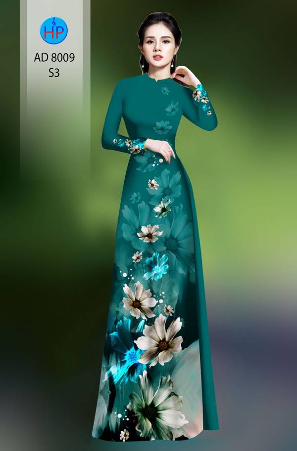 Vải Áo Dài Hoa In 3D Mới Ra AD 8009 46 Vải Áo Dài Hoa In 3D Mới Ra AD 8009