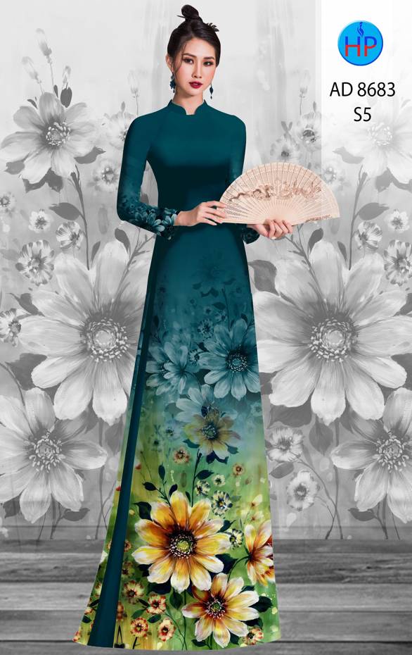 Vải Áo Dài Hoa Cúc Thiết Kế 2021 AD 8683