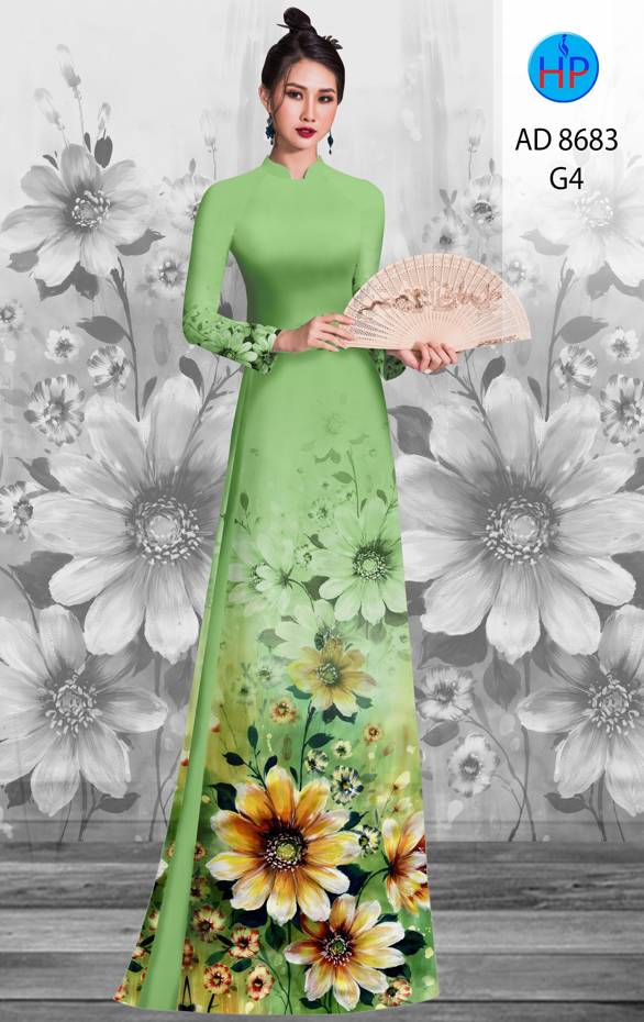 Vải Áo Dài Hoa Cúc Thiết Kế 2021 AD 8683