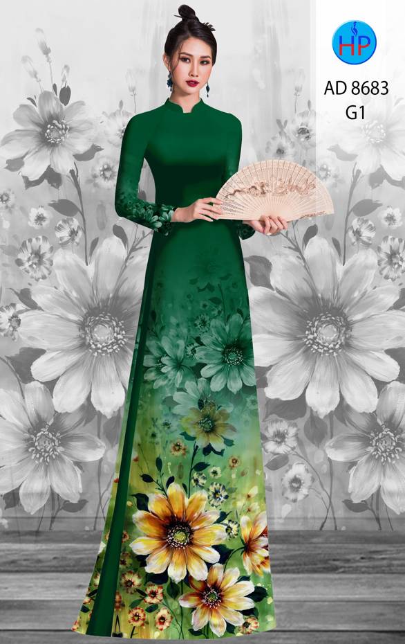Vải Áo Dài Hoa Cúc Thiết Kế 2021 AD 8683