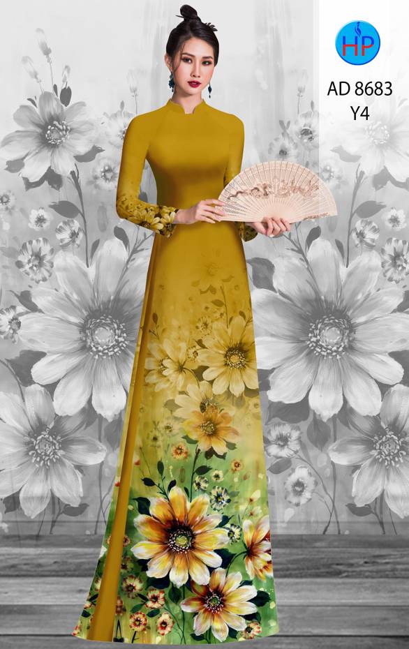 Vải Áo Dài Hoa Cúc Thiết Kế 2021 AD 8683