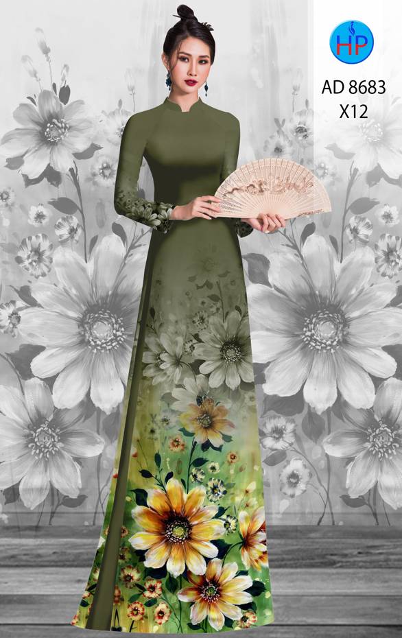 Vải Áo Dài Hoa Cúc Thiết Kế 2021 AD 8683