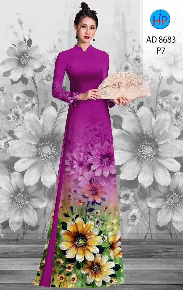 Vải Áo Dài Hoa Cúc Thiết Kế 2021 AD 8683
