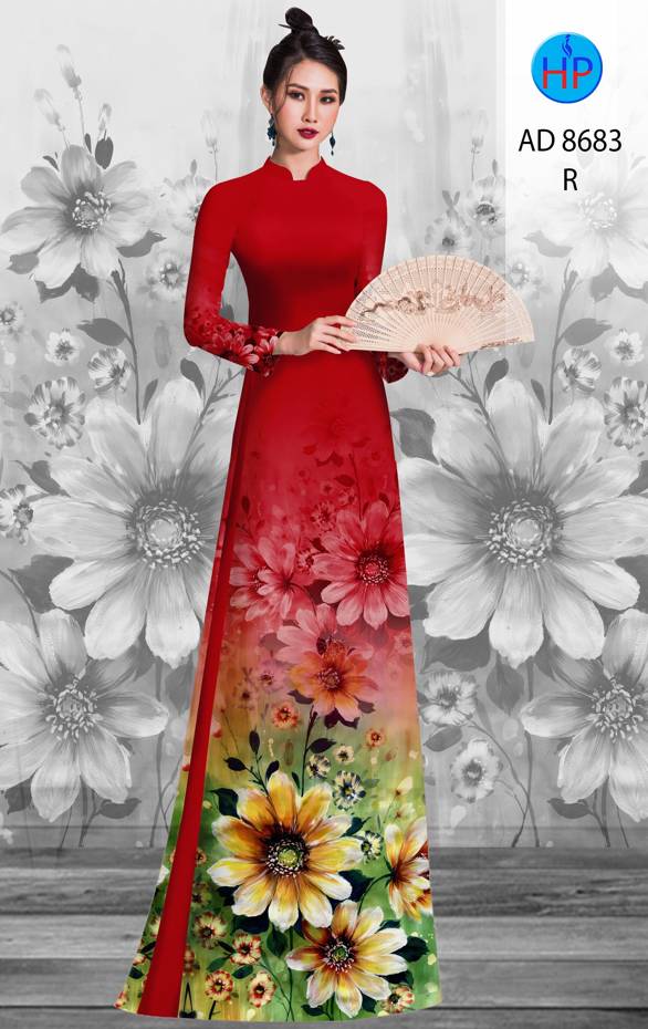 Vải Áo Dài Hoa Cúc Thiết Kế 2021 AD 8683