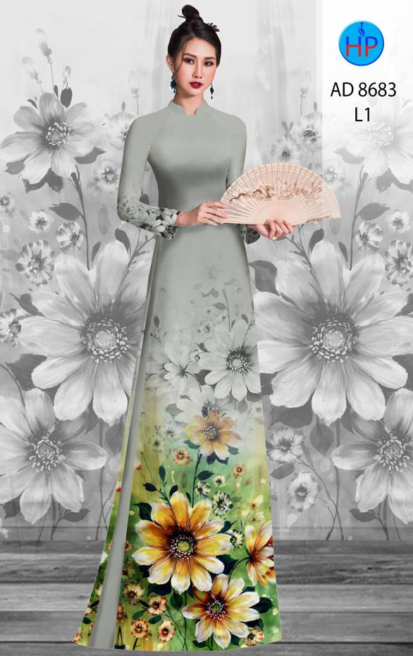 Vải Áo Dài Hoa Cúc Thiết Kế 2021 AD 8683
