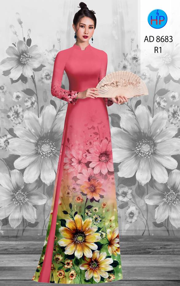 Vải Áo Dài Hoa Cúc Thiết Kế 2021 AD 8683