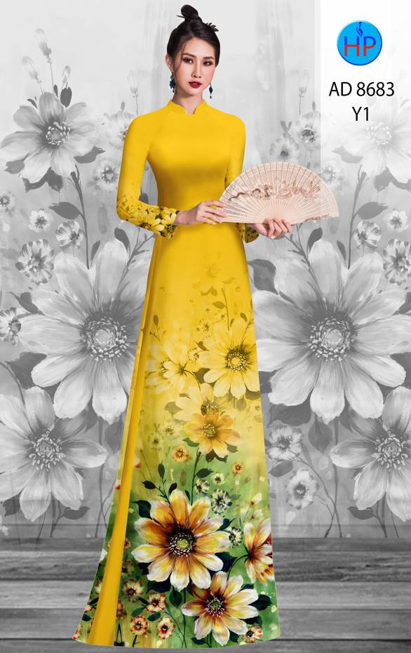 Vải Áo Dài Hoa Cúc Thiết Kế 2021 AD 8683