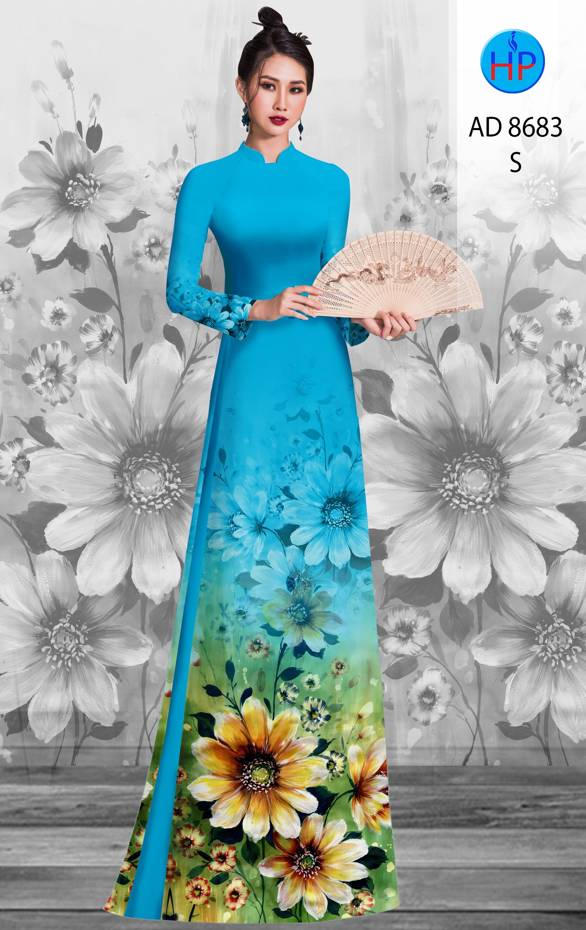 Vải Áo Dài Hoa Cúc Thiết Kế 2021 AD 8683