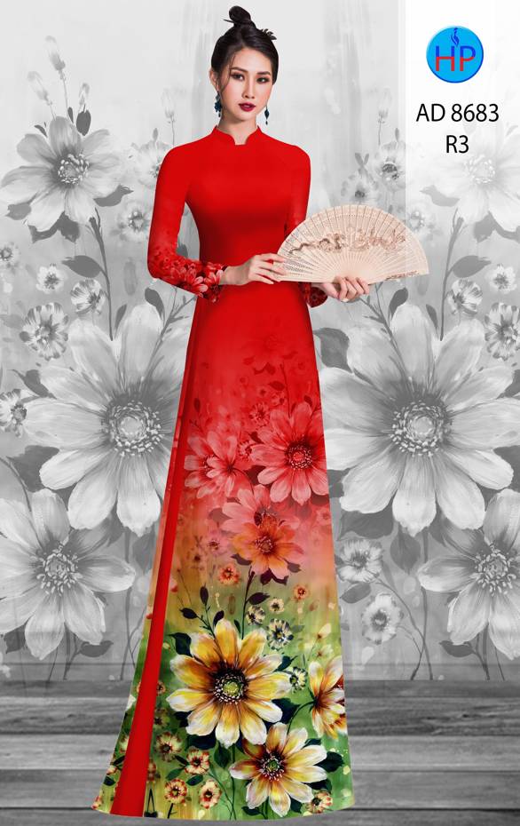 Vải Áo Dài Hoa Cúc Thiết Kế 2021 AD 8683