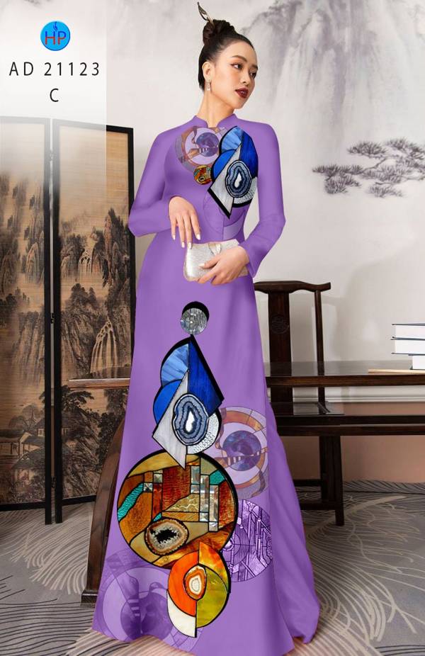 Vải Áo Dài Hoa Văn Thiết Kế 2021 AD 21123