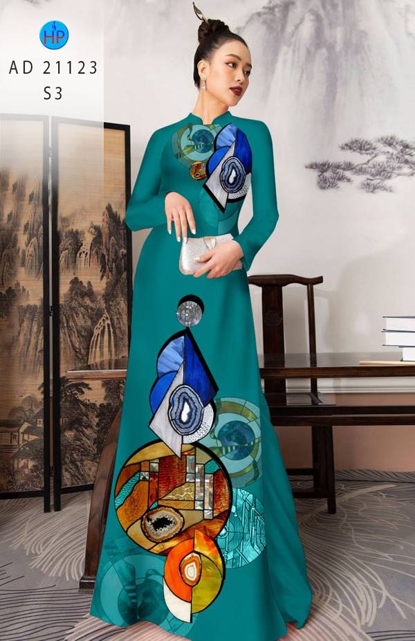 Vải Áo Dài Hoa Văn Thiết Kế 2021 AD 21123
